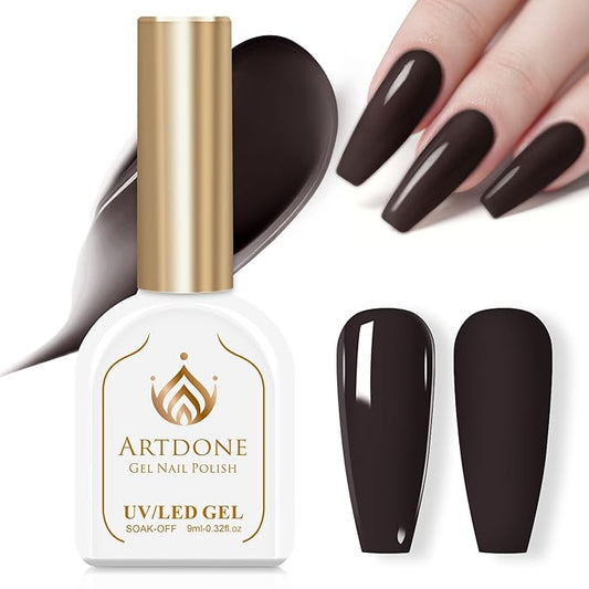 Artdone Gel Nail Polish Hema-free Solid Color Ebony Color For All Seasons Neutral Soak Off LED Lamp Needed For Manicure Nail Art
