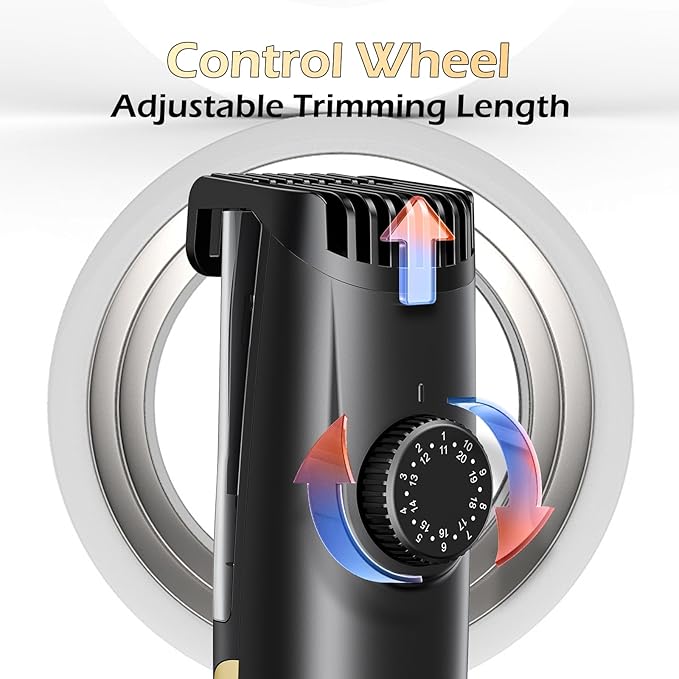 Beard Trimmer for Men - Electric Cordless Vacuum Mens Beard Trimmer with Adjustable 20 Length Setting,Waterproof Mustache Trimmer with Ceramic Blade for Precision Facial Hair