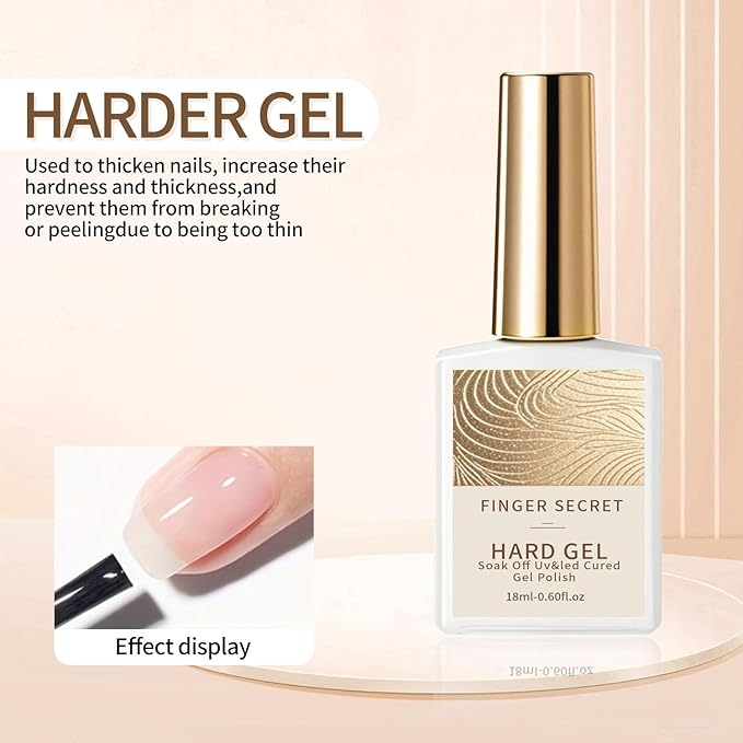 18ml Strong Hard Gel - Nail Pre Primer Before Base Coat for Builder Gel Polish Artificial Acrylic Nails Press on Nail Tips, Prevent Lifting Professional-Grade Nail Supplies for Salon