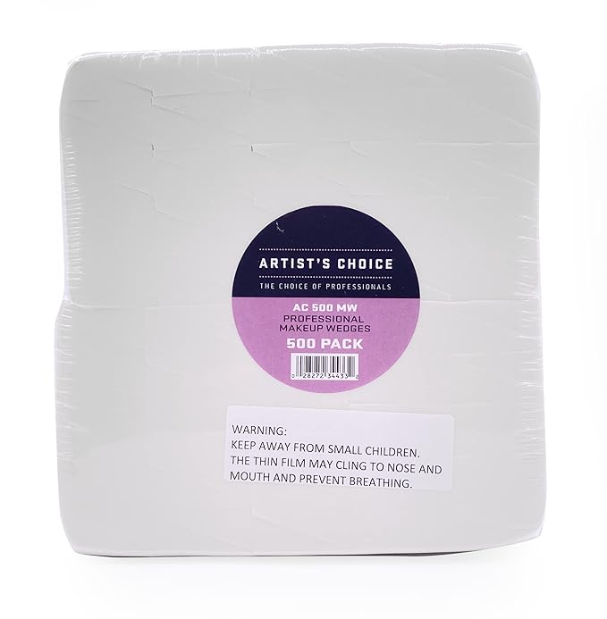 Artist's Choice 500 Pack Makeup Sponge Mini Applicator Wedges, Triangle Cosmetic Sponges for Foundation, Blush, Eye Shadow, Blending and Smoothing, Disposable, Latex Free