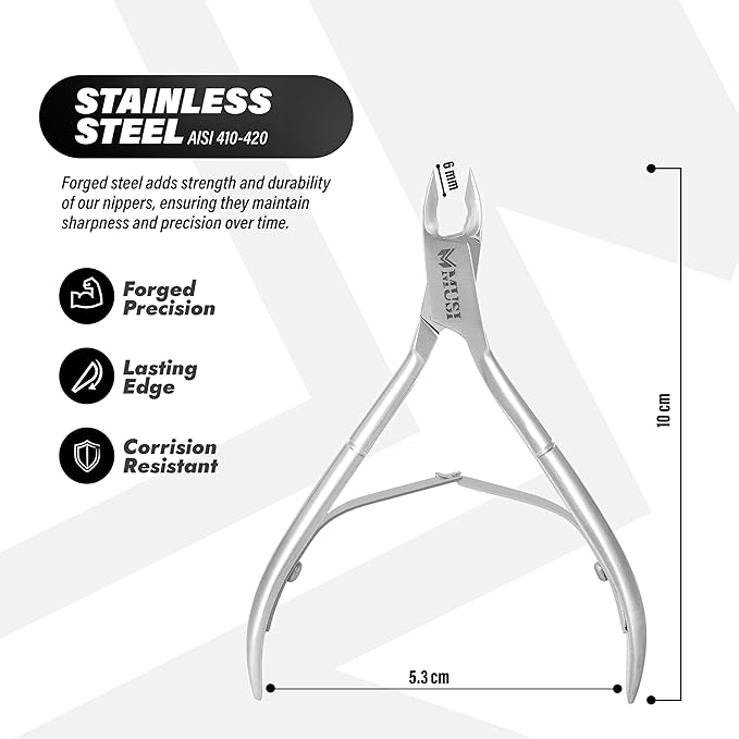 MUSI Cuticle Nipper - Professional Stainless Steel Nail Cuticle Trimmer for Men and Women - Precision Cuticle Cutter - Manicure Clipper Tools for Fingernails and Toenails