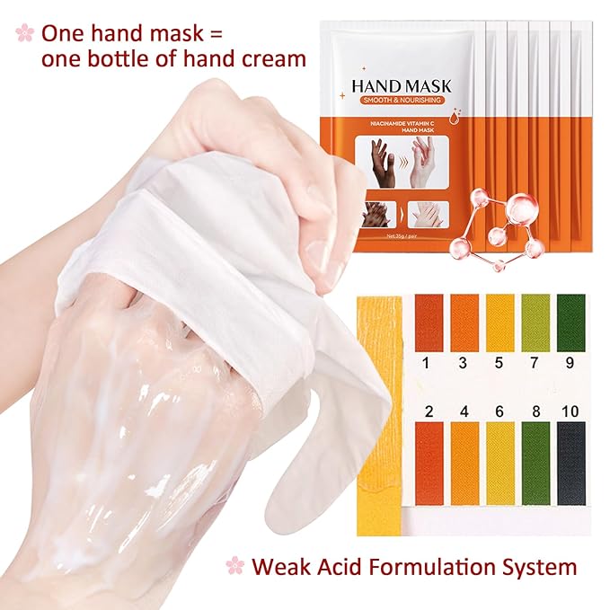 Hand Masks Moisturizing Gloves,6 Pairs Hydrating Hand Peel Masks Gift Set for Dry Cracked Hands Care,Long-lasting and Non-greasy Hand Moisturizer Gloves for Women E