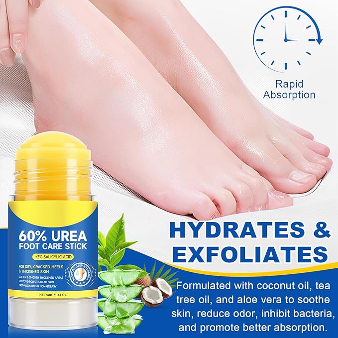 Urea Foot Cream, 60% Urea Cream for Maximum Strength Moisturizer Dry Foot, Fast Repairs Rough Skin, Nourish Cracking Heels, Callus Remover for Feet,1.41 Fl Oz