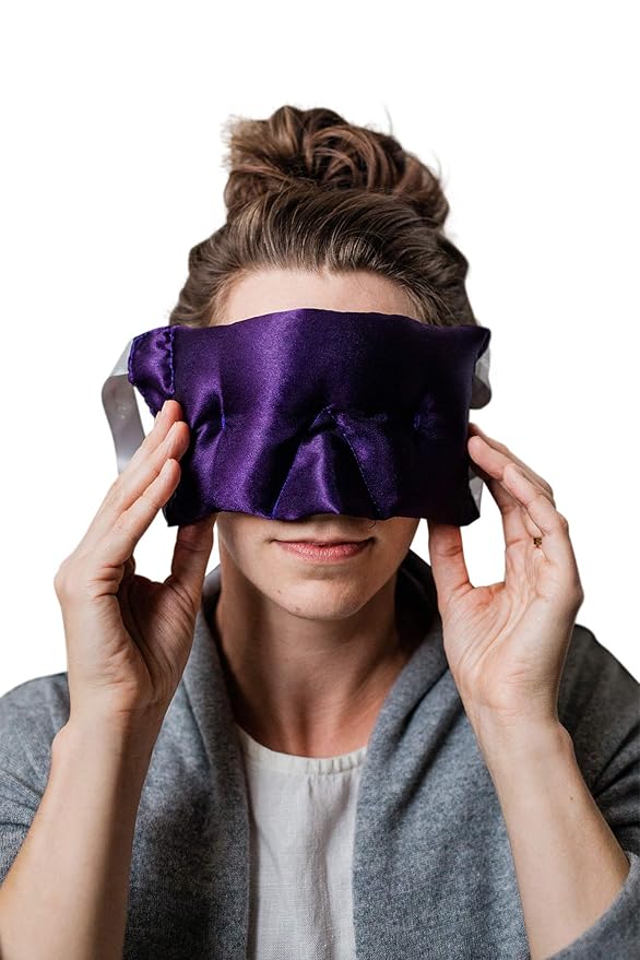 Victoria's Lavender Luxury Aromatherapy Lavender Eye Mask - Ideal for Hot or Cold Applications, Weighted Eye Compression, Meditation Silk Mask, Made in The USA (Colors May Vary)