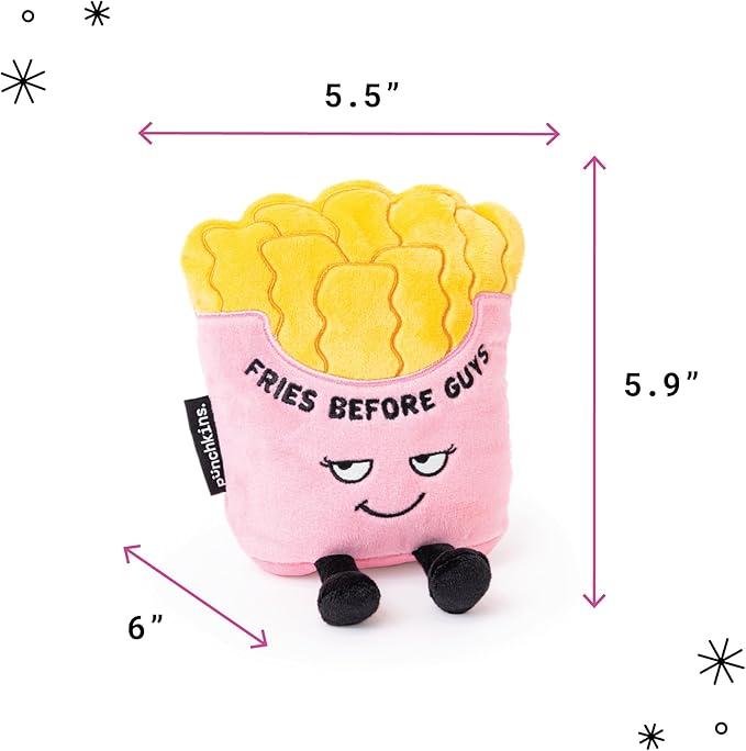 Punchkins French Fry Plushie - Exercise? You Mean Extra Fries Sassy French Fry Plush, Cute & Funny Plush Toy for Gifting