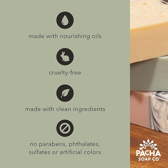 Pacha Soap Co. Bath Bombs - Vanilla & Sage Scent, Handcrafted, Nourishing & Moisturizing Fizzing Bath Frothers with Clean Ingredients, Non-Toxic, Dye and SLS-Free, Made in The USA, 3-Pack, 5 oz Each