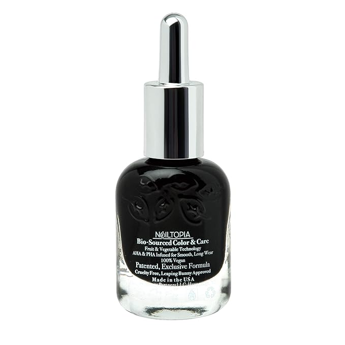 Nailtopia - Plant-Based Chip Free Nail Lacquer - Non Toxic, Bio-Sourced, Long-Lasting, Strengthening Polish - Respect (Black) - 0.41oz