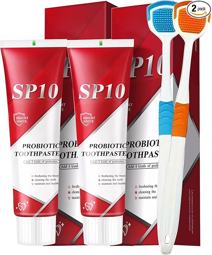 SP 10 Probiotic Whitening Toothpaste, Natural Oral Care with Probiotics for Whiter Teeth, Fresh Breath & Gum Health