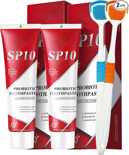 SP 10 Probiotic Whitening Toothpaste, Natural Oral Care with Probiotics for Whiter Teeth, Fresh Breath & Gum Health