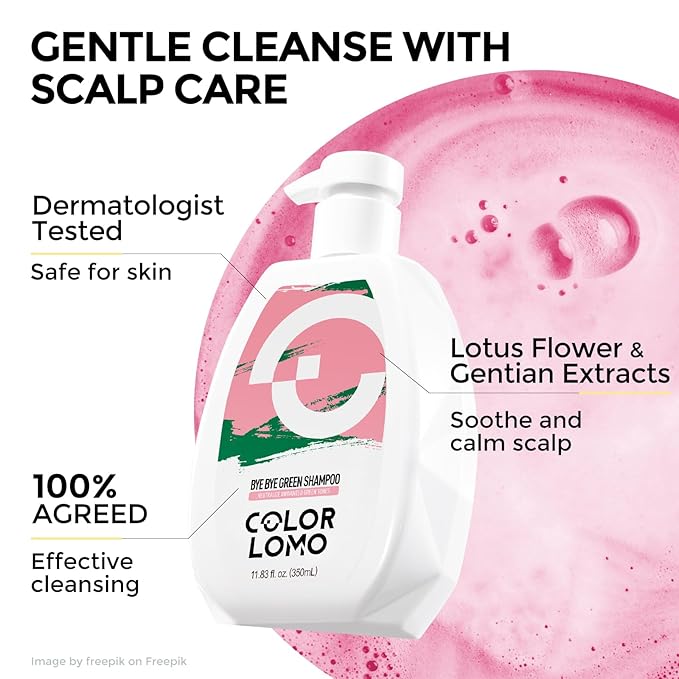 Bye Bye Green Shampoo, Neutralizes Unwanted Green Tones, Sulfate Free, Color Correct For Blonde, Bleached or Light Brown Hair, 11. 83 Fl Oz