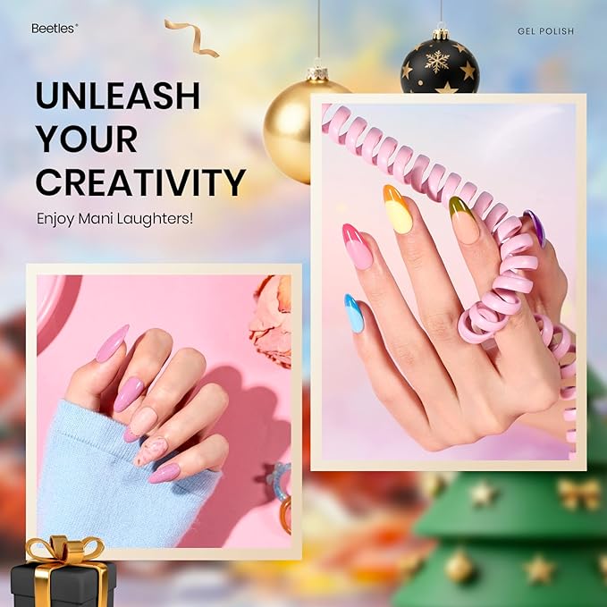 beetles Gel Polish Christmas Gel Nail Polish Set 32 Winter Colors with Base Top Coat Burgundy Red Blue Purple Brown Orange Green Pink Black White Uv LED Lamp Nails Gifts for Women Fingertip Palette
