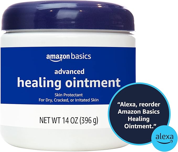 Amazon Basics Healing Ointment & Skin Protectant for Dry & Cracked Skin and Chapped Lips, Fragrance Free, 14 Oz (Pack of 1)