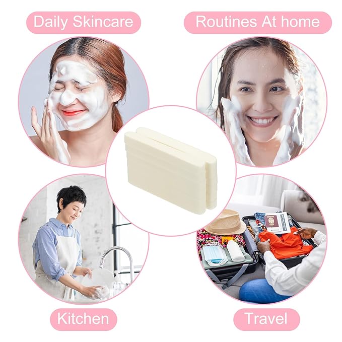 uxcell 120 Count Compressed Facial Sponges Round Face Cleansing Sponges Pads for Daily Skincare Routines at Home, Kitchen(White)