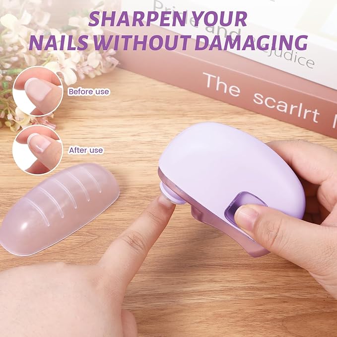 3 in 1 Electric Nail Clipper for Seniors, Baby Nail Trimmer Electric Automatic Trimmer, Safe Electric Toenail Clippers Nail File Tools for Adult, Manicure Kit Grinder with Polishing(Purple)