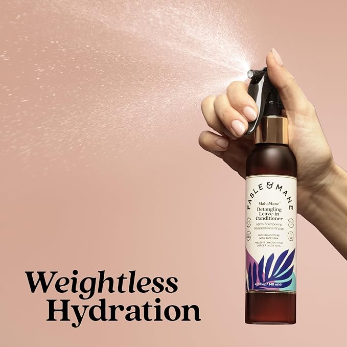 Fable & Mane Detangling Leave-In Conditioner, with UV Heat Protection for Smooth, Hydrated, Tangle-free Hair. Enriched with Aloe Vera