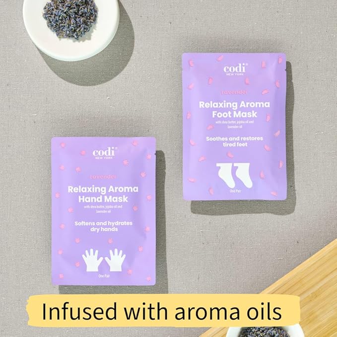 Relaxing Aroma Foot Mask 6 Pairs | Soothes & Restores Tired, Dry Feet | Hydrating Foot Treatment for Cracked Heels & Rough Skin | Home Spa Pedicure Socks | Made In Korea (Lavender)