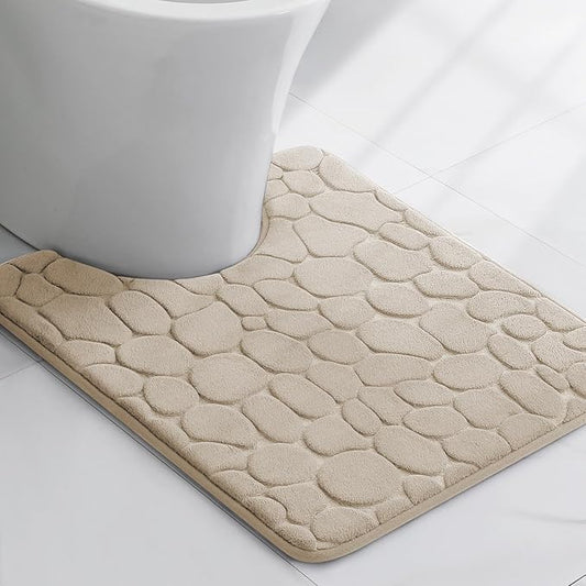 YIHOUSE Memory Foam Bath Mat Cobblestone Bathroom Rugs Super Water Absorbent Bath Mats for Bathroom Machine Washable Bath Rugs(20 x 24,Khaki)