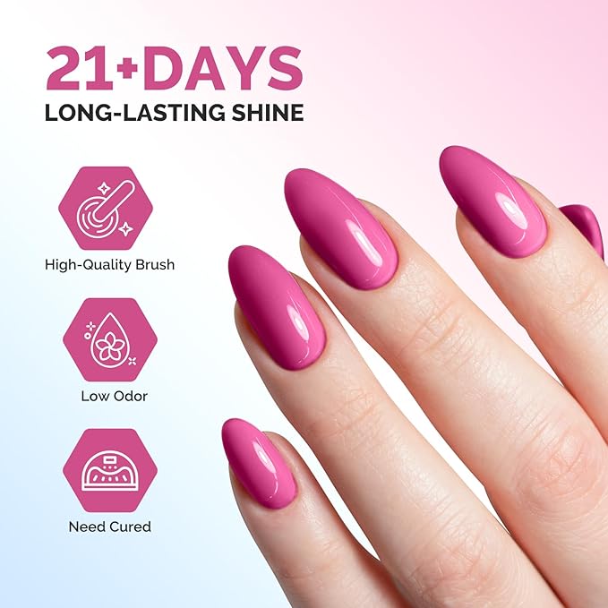 MelodySusie Fleurwee No Wipe Glossy Top Coat & Base Coat Gel Nail Polish Hema Free 21 Non Toxic Soak off UV Long Lasting No Chip Gifts for Women Finger Toe Nail Polish (Pack of 2)