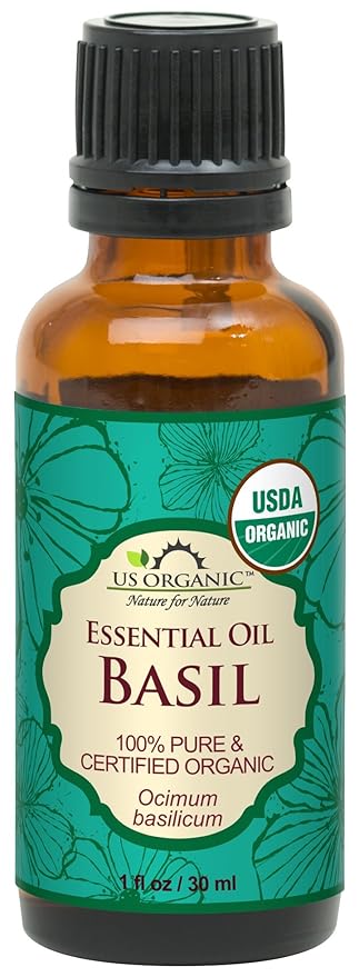 US Organic 100% Pure Basil Essential Oil - USDA Certified Organic, Steam Distilled W/Euro droppers (More Size Variations Available) (30 ml / 1 fl oz)