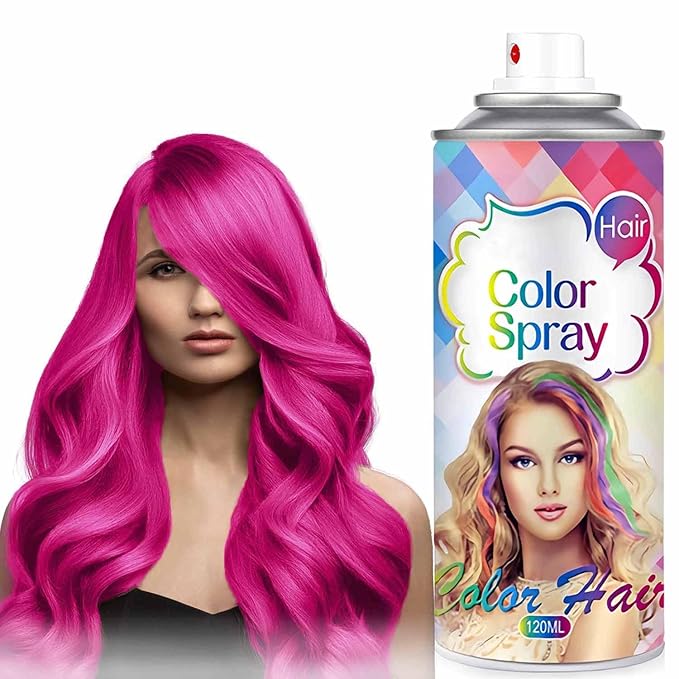 Temporary Hair Color Spray for Women and Kids, One-Time Use Hair Color Wax, Washable Disposable Natural Hair Spray Hair Strong Style for Party, Hollowen, Cosplay (Purple-Pink, 120ML)