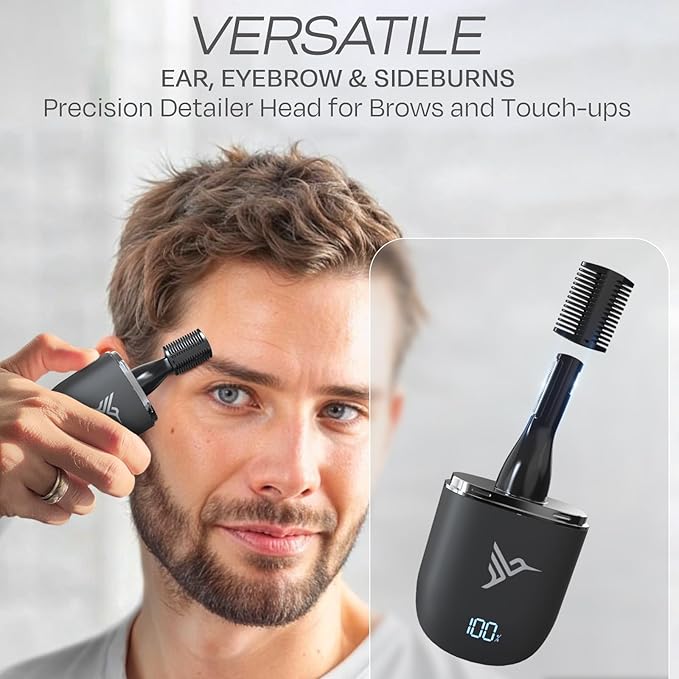 HUMMINGBIRD MK12 Ear & Nose Hair Trimmer for Men – Compact Precision Detailer for Nose, Ears, Eyebrows & Sideburns, Portable, Waterproof, USB C Rechargeable, LED Display