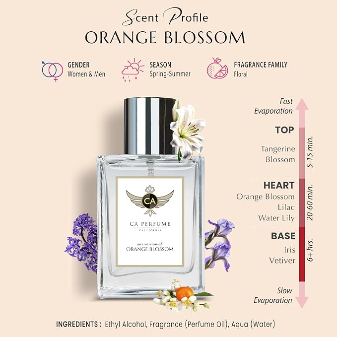 CA Perfume Impression of Orange Blossom for Women and Men Long Lasting Unisex Fragrance Eau De Parfum 1.7 Fl Oz 50ml