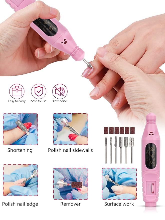 42 Colors Acrylic Nails Kits with Drill and UV Light- Acrylic Nail Powder Glitter and Monomer Liquid Kit with Nail Storage Bag, 5PCS Practice Finger