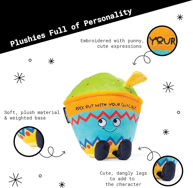 Punchkins Guacamole Plushie - Rock Out with Your Guac Out Cute Guacamole Plush, Gift for Avacado Lovers, Food Plush Toy for Gifting