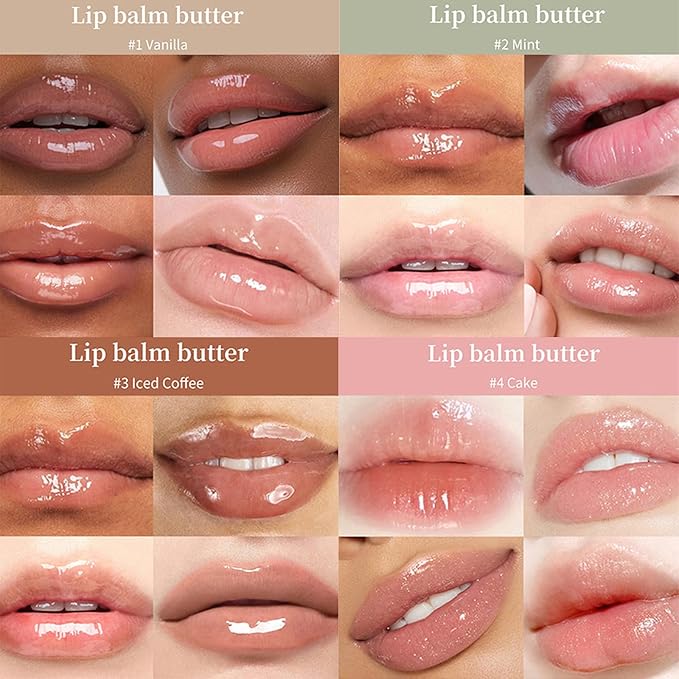 Petansy 4PCS Special Lip Balm - Conditioning Lip Mask and Lip Balm for Instant Moisture,Natural Ingredients Vegan Non-Sticky Lip Glowy Balm，Soothing Lip Care
