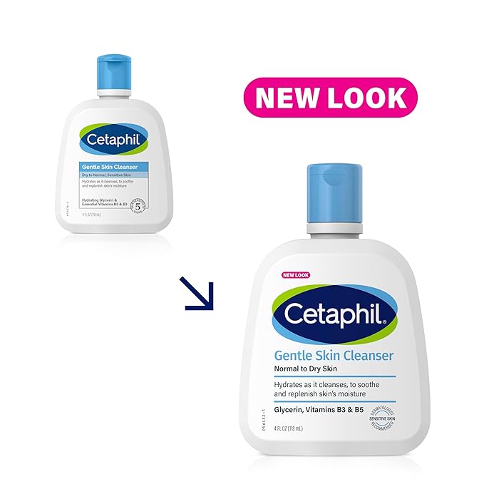 Cetaphil Face Wash, Hydrating Gentle Skin Cleanser for Dry to Normal Sensitive Skin, 4 oz 3 Pack, Fragrance Free, Soap Free and Non-Foaming