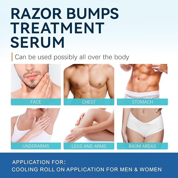 Morovan Razor Bumps Treatment: Ingrown Hair Solution for Bikini Area, Beard & Body, Post Wax After Shaving Soothing Serum for Women & Men - 3.38fl.oz
