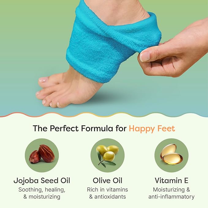 ZenToes Moisturizing Socks for Cracked Heel Treatment, Vitamin E, Olive Oil and Jojoba Oil Heel Socks, Stocking Stuffers for Women, Spa Self Care Gifts for Women (Fuzzy Blue, Regular)