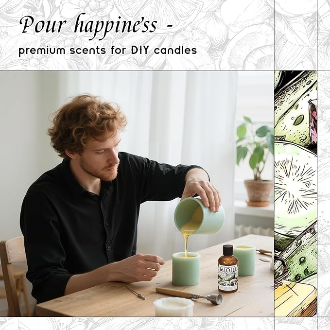 HIQILI Cucumber Fragrance Oil for Diffuser Use, Fresh Scents for DIY Soap, Body Spray, Candle Supplies for Candle Making - 1 Fl Oz