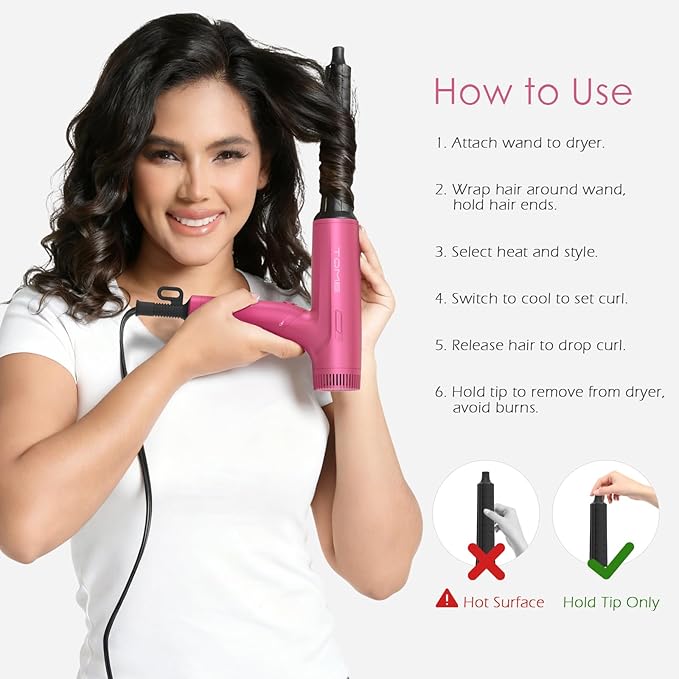 TOME 1200W Hair Dryer Travel Dual Voltage 120V/240V Foldable Blow Dryer with Diffuser Comb Nozzle Storage Bag Universal Power Adapter (Hot Pink)