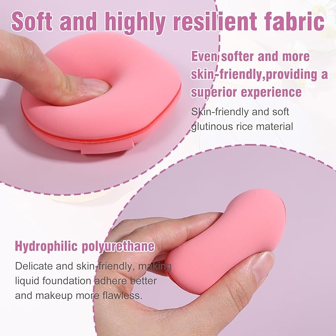 4 Packs Foundation Sponge, Makeup Sponge Set for Liquid, Cream, and Powder, Non-Absorbent & Fast Blending, Fluffy & Bouncy