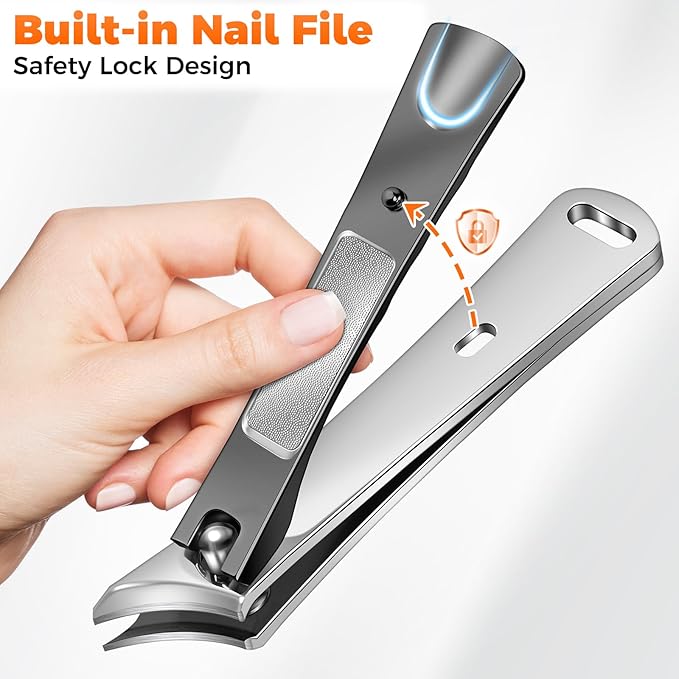 Toenail Clippers for Thick Toenails for Seniors, DRMODE Upgrade Slanted Curved Nail Clippers for Men Thick Ingrown Nails with Wide Opening, Heavy Duty Fingernail Toenail Clipper Cutter Trimmer