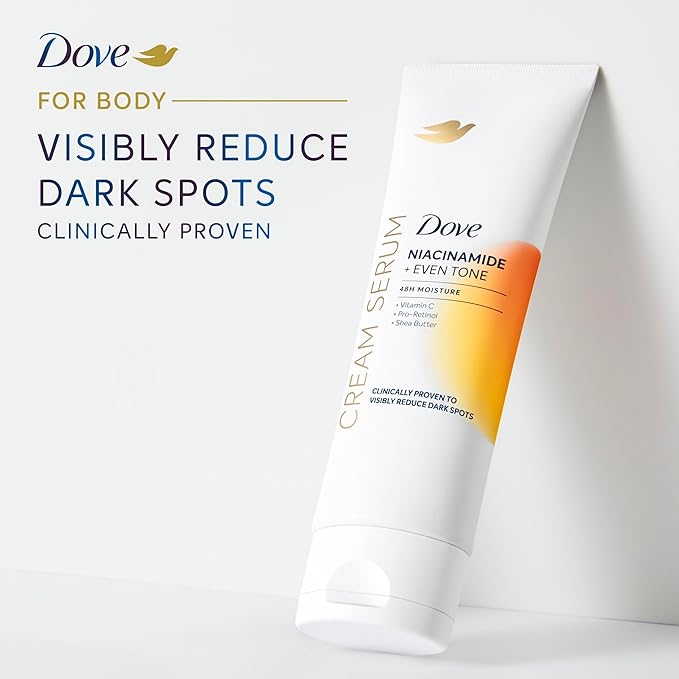 Dove Body Cream Serum Niacinamide + Even Tone for Dark Spots and Uneven Tone with Vitamin C, Pro-Retinol and Shea Butter Lotion, 8 oz