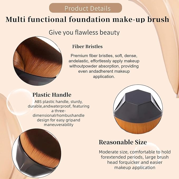 ss 4-piece flat top kabuki brush set - hexagonal face brush and red liquid foundation make-up brush, with protective cover (black)