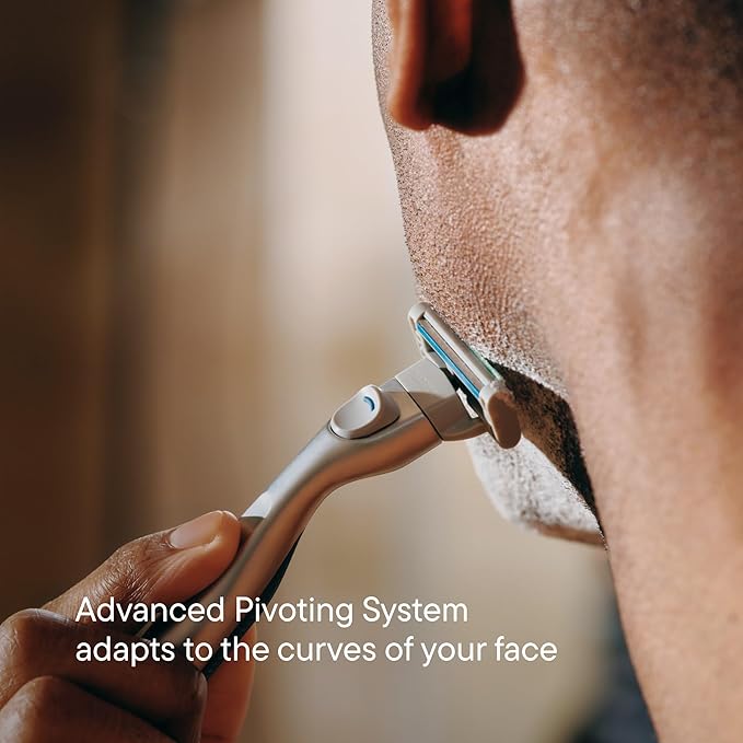 HARRY'S PLUS: Shaving Kit for Men - Premium Handle, Razor Blade Cartridge, 4 oz Foaming Shave Gel, and Travel Blade Cover - Advanced Pivoting System - Moss