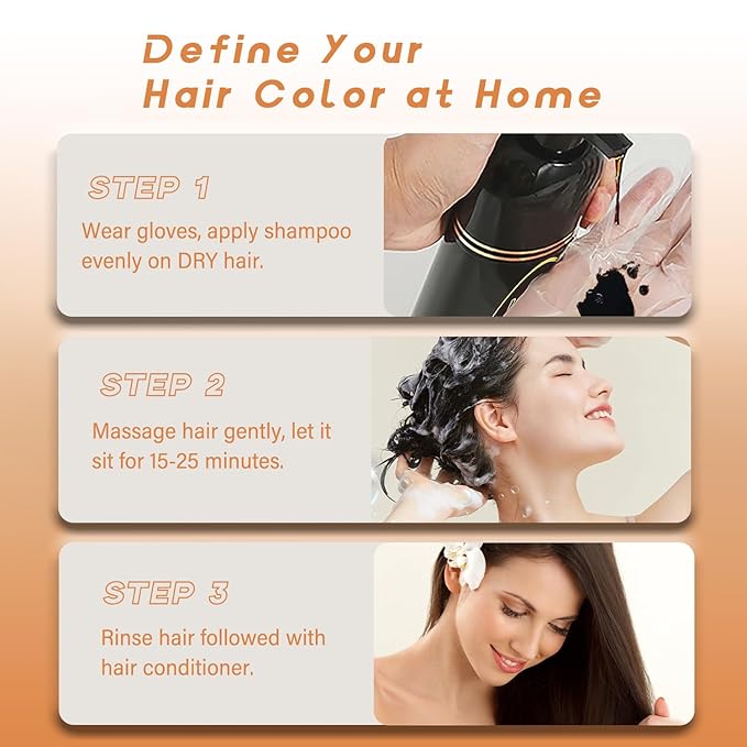 Blonde Brown Hair Dye Shampoo, Semi-Permanent Brown Hair Dye, Works in Minutes, Instant Hair Color Shampoo for Women Men, Champu para Pintar el Cabello, Champu Para Canas, Blonde Dye 16.90 Fl Oz