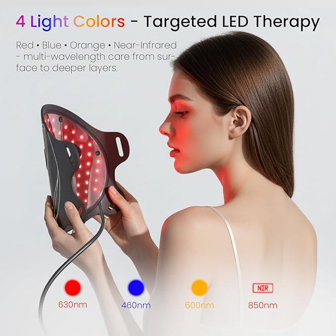 LED Light Therapy Mask for Face, 4 Modes LED Face Mask Light Therapy with 850nm Near-Infrared, 400 LEDs, Rechargeable, Portable Anti-Aging Device (Onyx Black)