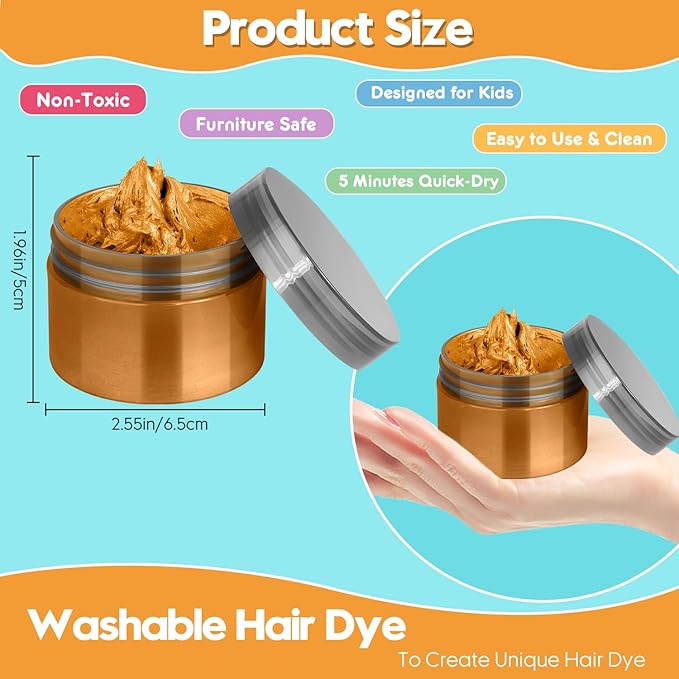 Gold Hair Color Wax - Temporary & Washable Hair Styling Mud Gel for Men, Women, Kids,For Halloween, Cosplay, Party, Crazy Hair Day & Children's Day