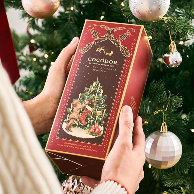 COCODOR Christmas Reed Diffuser Set / 6.7oz / Snow Fig/Holiday Scented Oil with Sticks, Festive Home Fragrance Gift for Xmas & Winter Décor