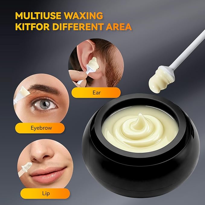 Nose Wax Kit Men, Nose Ear Hair Waxing Kit with 100g Nose Wax, Painless Nose Ear Hair Removal Kit, Smart Constant Temp, USB Fast Heat, Upgraded Capacity, Multi-Accessories