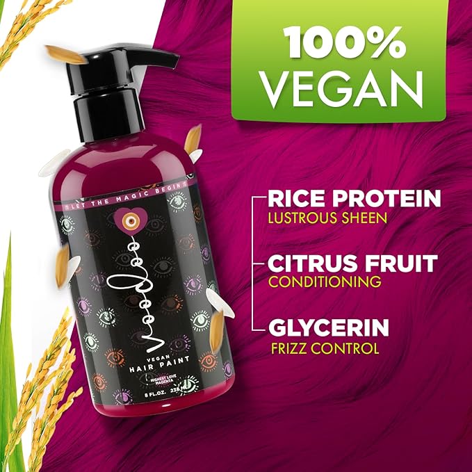 MOEHAIR Semi-Permanent Hair Color | Dark Blue Hair Dye 8 Oz | No Ammonia, Sulfate or Paraben | Vegan & Cruelty-Free | Voodoo Serenity Blue Hair Color (Magenta)