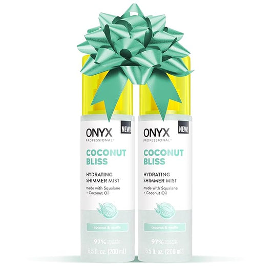 Onyx Professional Hydrating Shimmer Mist with Squalane & Coconut Oil, Coconut Bliss, 6.5 fl oz, 2pk - Shimmer Hair and Body Mist Creates a Radiant Glow with Lightweight Moisture