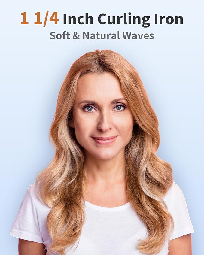 1 1/4 Inch Curling Wand Ceramic Long Barrel,1.25 Inch Curling Wand Iron for Long Hair,Dual Voltage Hair Curling Wand