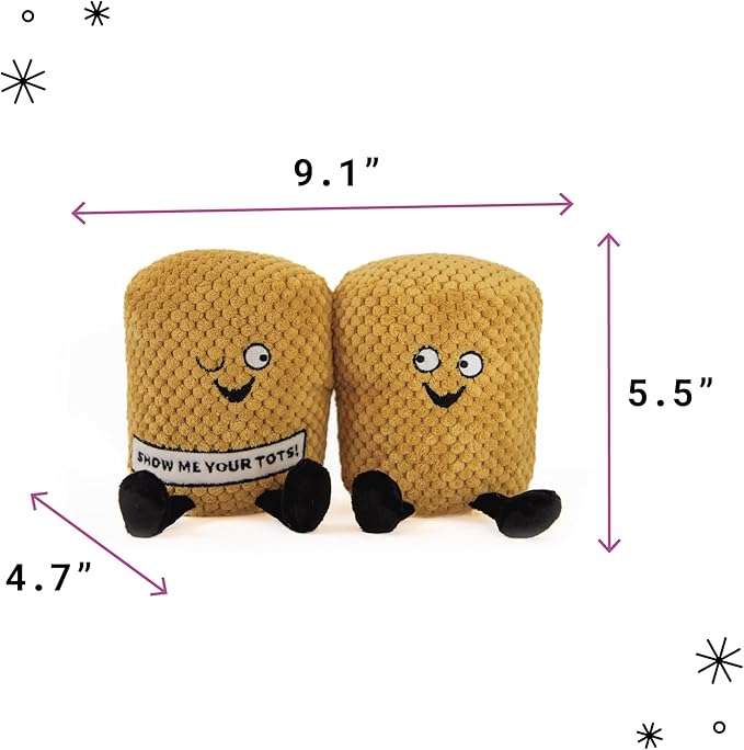 Punchkins Tater Tot Plushie - Show Me Your Tots! Sassy Tater Tot Potato Plush, Perfect Potato Themed Gift, Food Plush Toy for Gifting