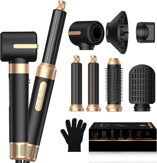 Blow Dryer Brush 7 in One, Negative Ion Hair Set Upgrade Hot Air Styler Wrap Curler, Curling Iron Styling Tools As A Gift for Straight/Curl/Drying/Smoothing