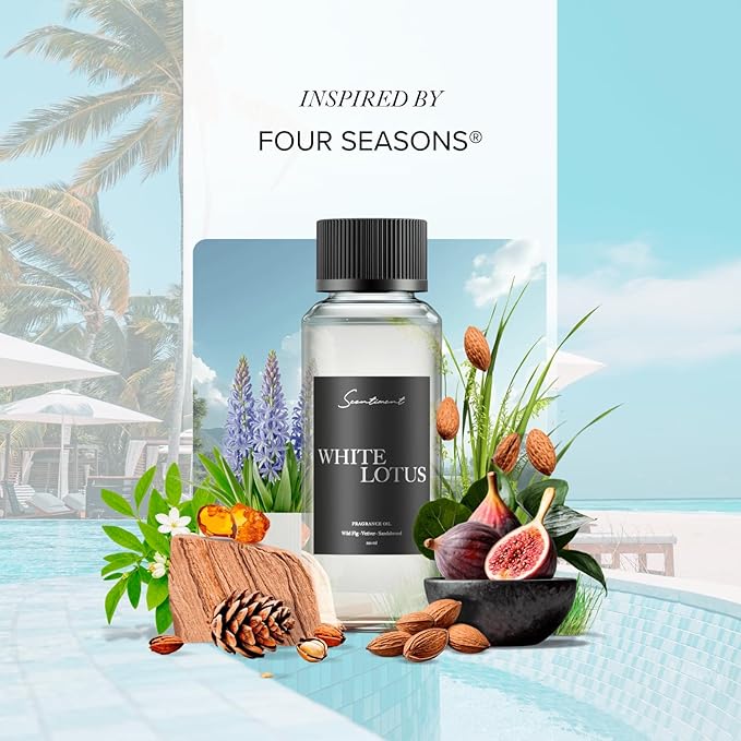 Scentiment Diffuser Oil - White Lotus | Aromatherapy Home Fragrance | Inspired by 5-Star Hotels | Luxurious Scent with Notes of Wild Fig, Vetiver, Almond, Sandalwood (120 mL)